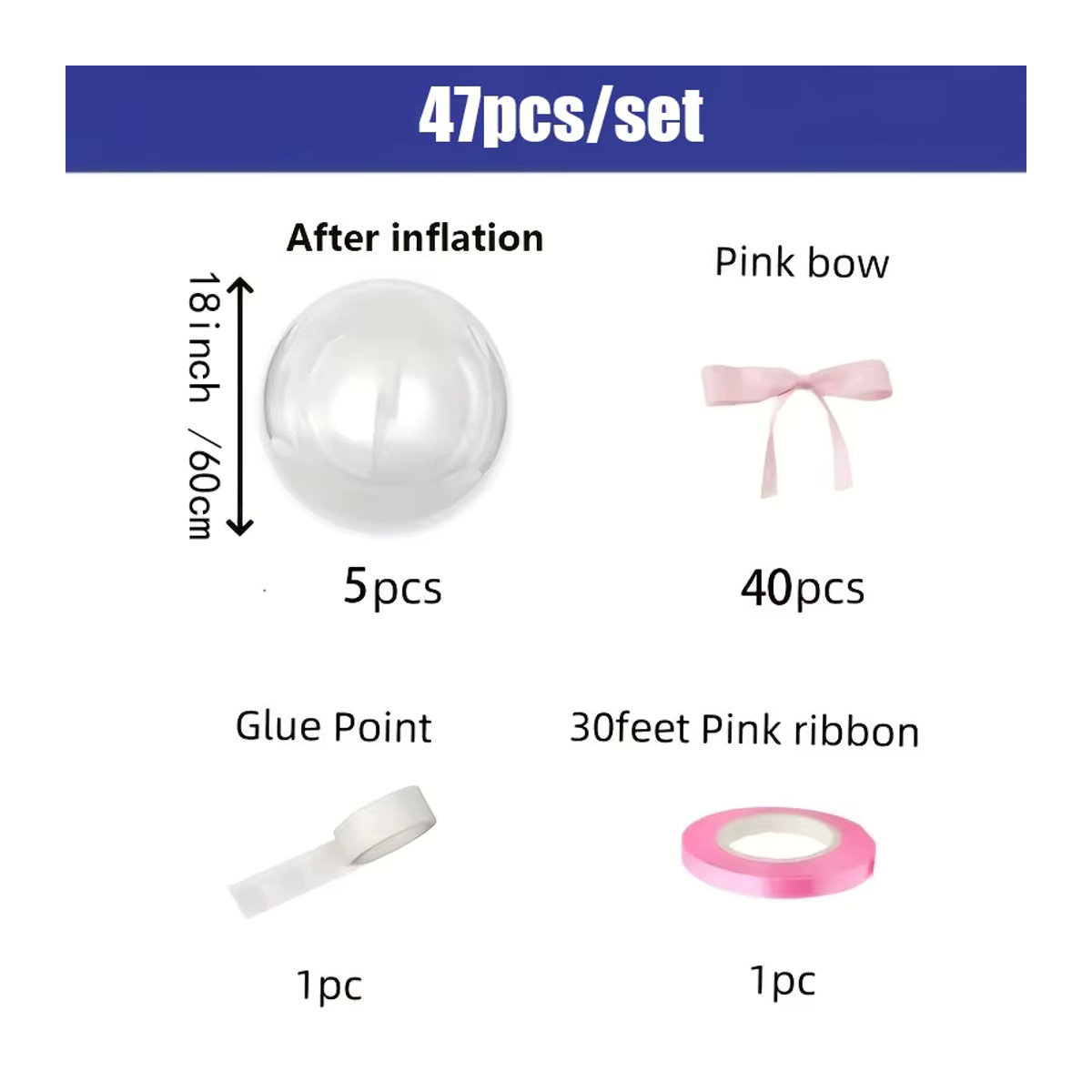 Transparentes Bobball Ballon-Set mit rosa Schleife und Schmetterlings-Dekoration für Geburtstag oder Valentinstag, 18 Zoll - Bild 4
