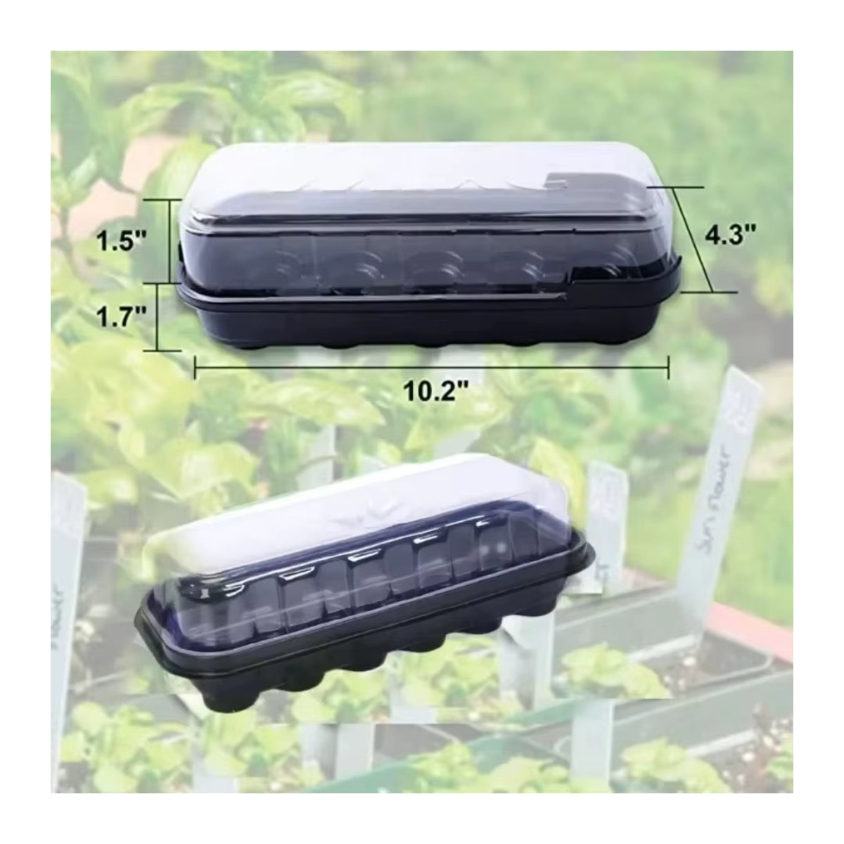 Transparentes Drei-in-eins Aussaat- und Setzlingstablett mit 12 Nährstoff-Bodenblöcken für den Gartenbau - Bild 6