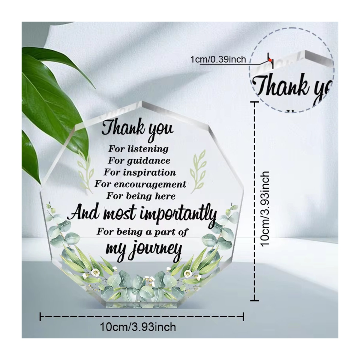 Transparentes Glas mit floralem Design als Dankeschön-Geschenk für Frauen, Lehrer oder Kollegen - Bild 2