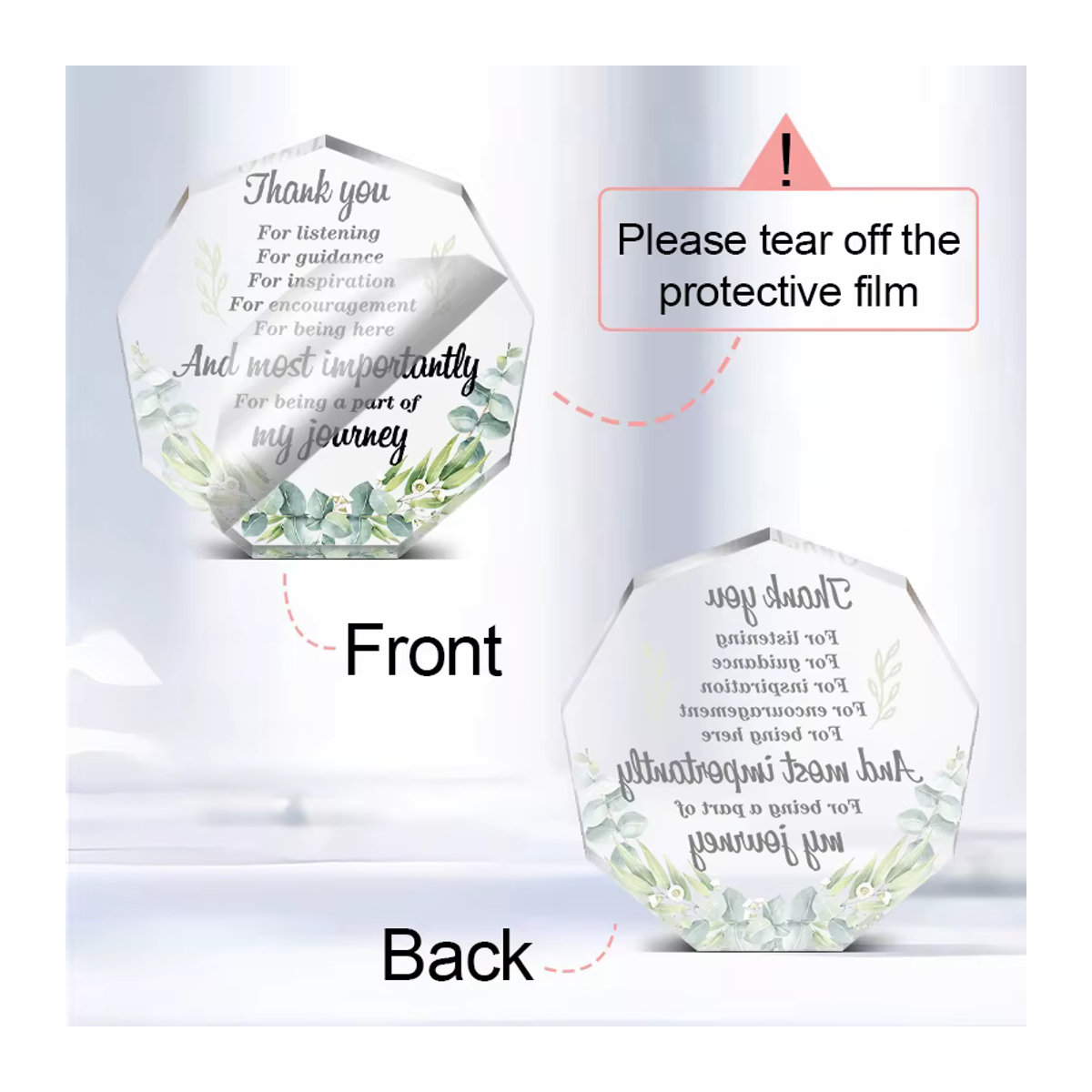 Transparentes Glas mit floralem Design als Dankeschön-Geschenk für Frauen, Lehrer oder Kollegen - Bild 3