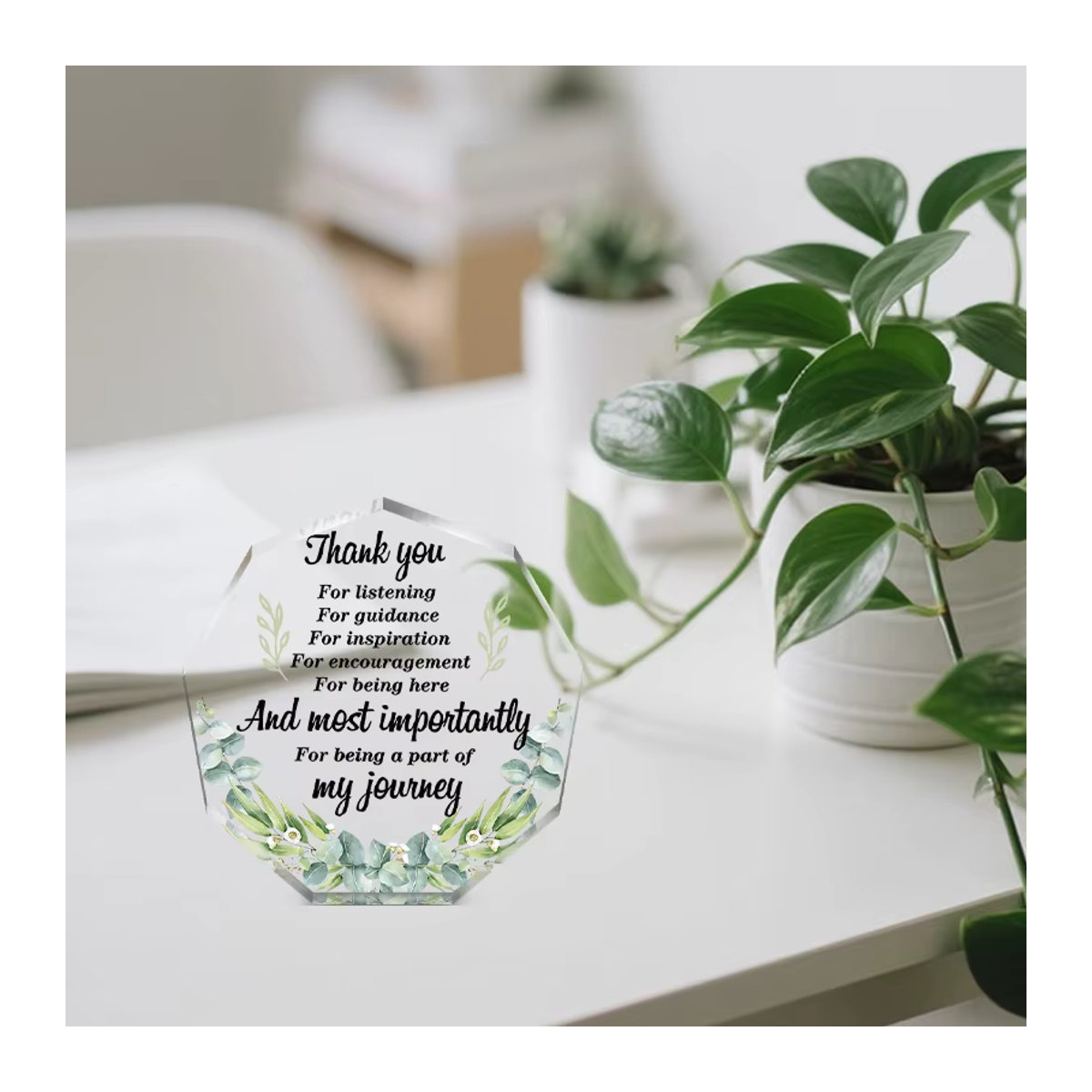 Transparentes Glas mit floralem Design als Dankeschön-Geschenk für Frauen, Lehrer oder Kollegen - Bild 5