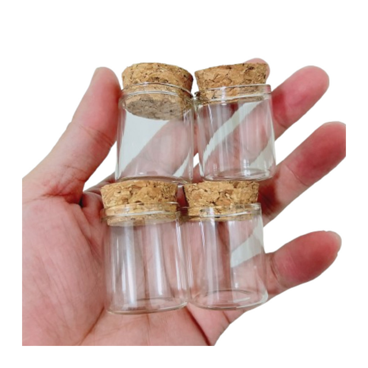 Transparentes Glasgefäß mit Korken für DIY-Bastelprojekte und Dekoration, 12 ml, B: 24 mm, T: 30 mm, H: 35 mm - Bild 1
