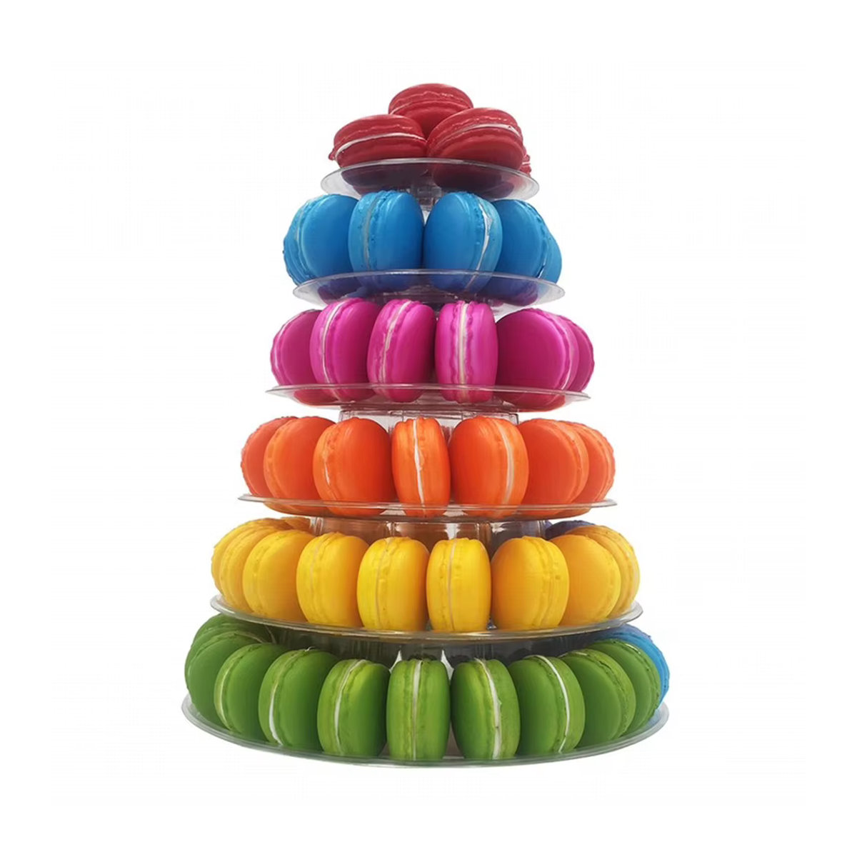 Transparentes Macarons Display Ständer Set aus Kunststoff mit 4 oder 6 Ebenen für Dessert, Cupcakes und Nachmittagstee, rund und minimalistisch - Bild 2