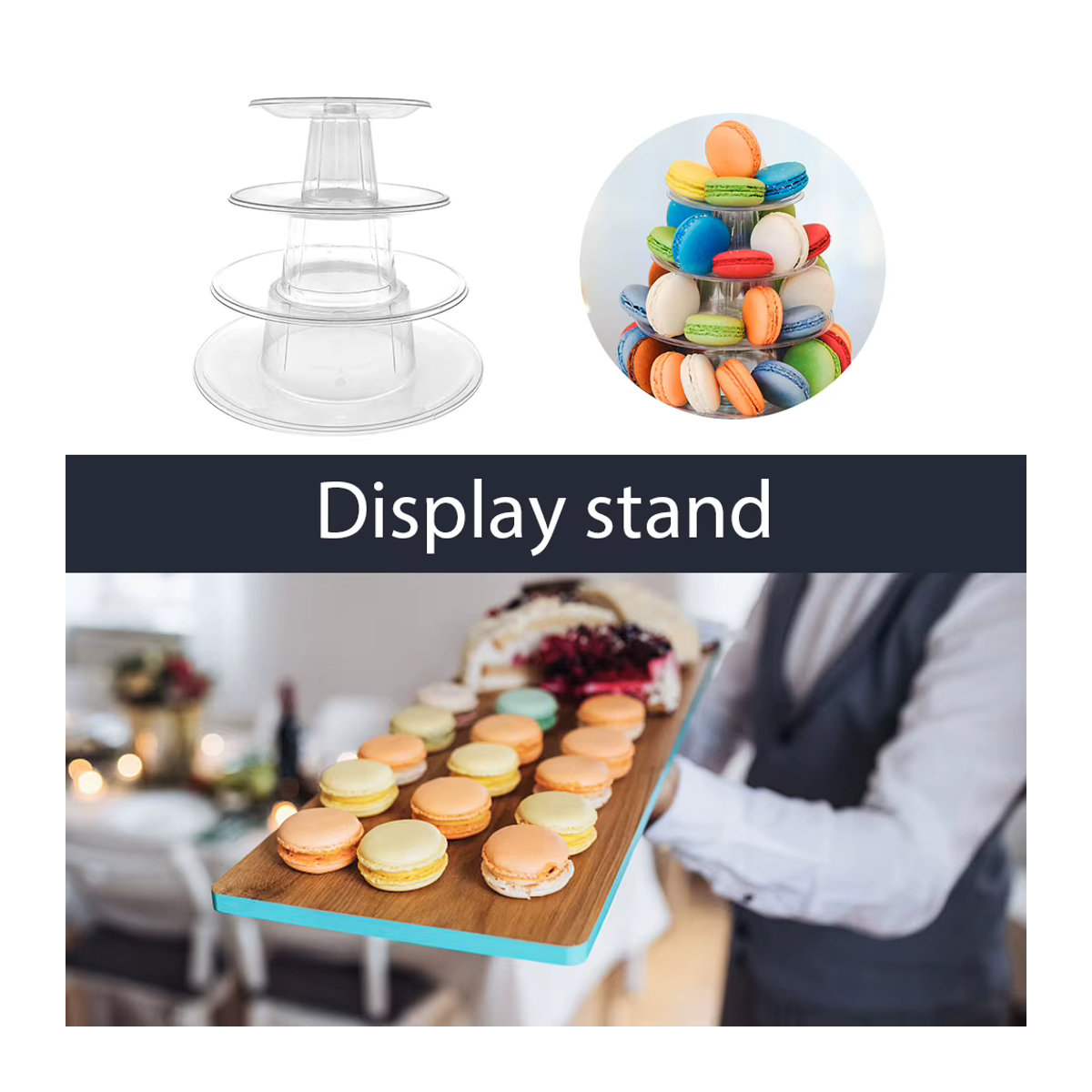 Transparentes Macarons Display Ständer Set aus Kunststoff mit 4 oder 6 Ebenen für Dessert, Cupcakes und Nachmittagstee, rund und minimalistisch - Bild 3