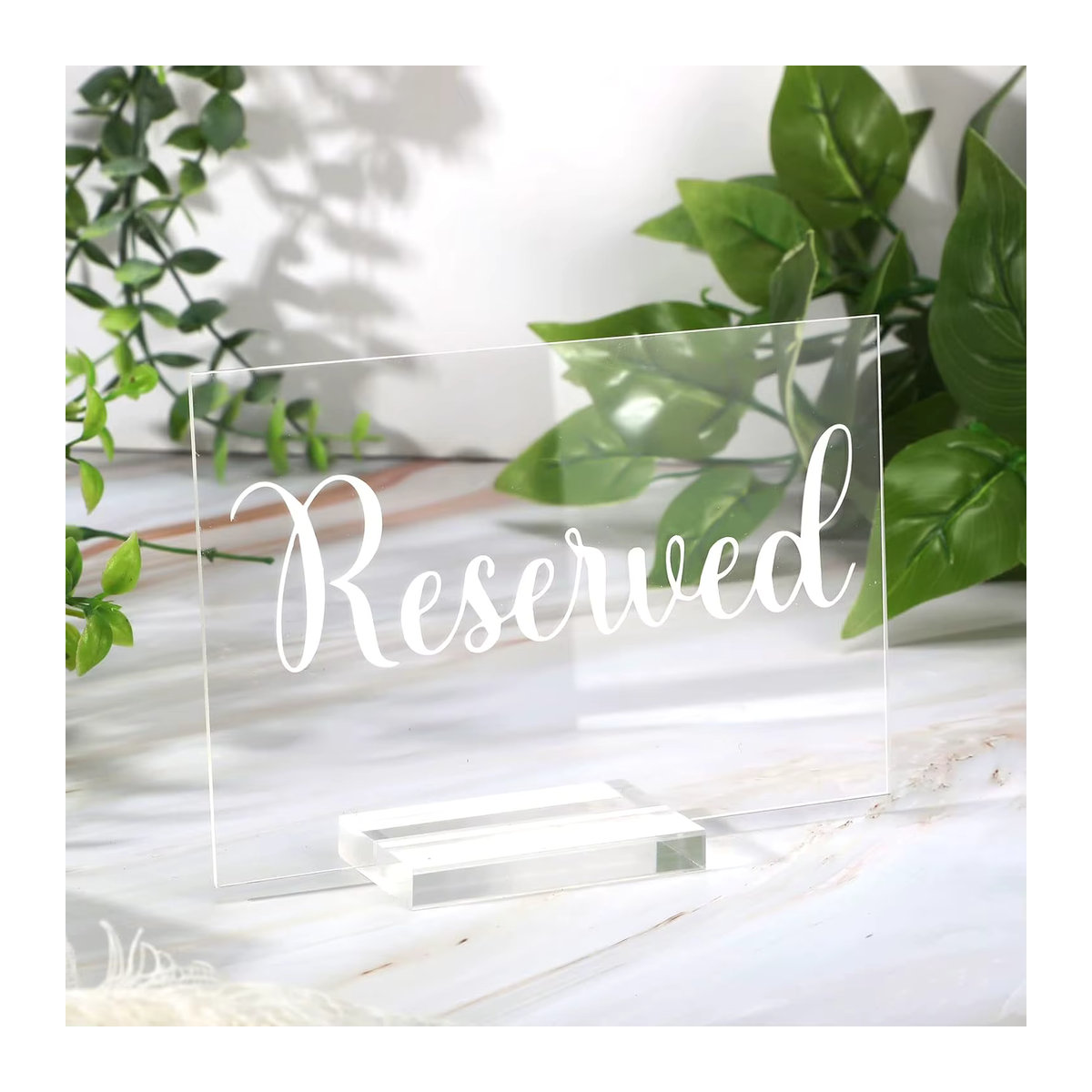 Transparentes Reserviert-Schild aus Acryl mit Sockel in rechteckiger Form für Restaurants und Hochzeiten - Bild 2