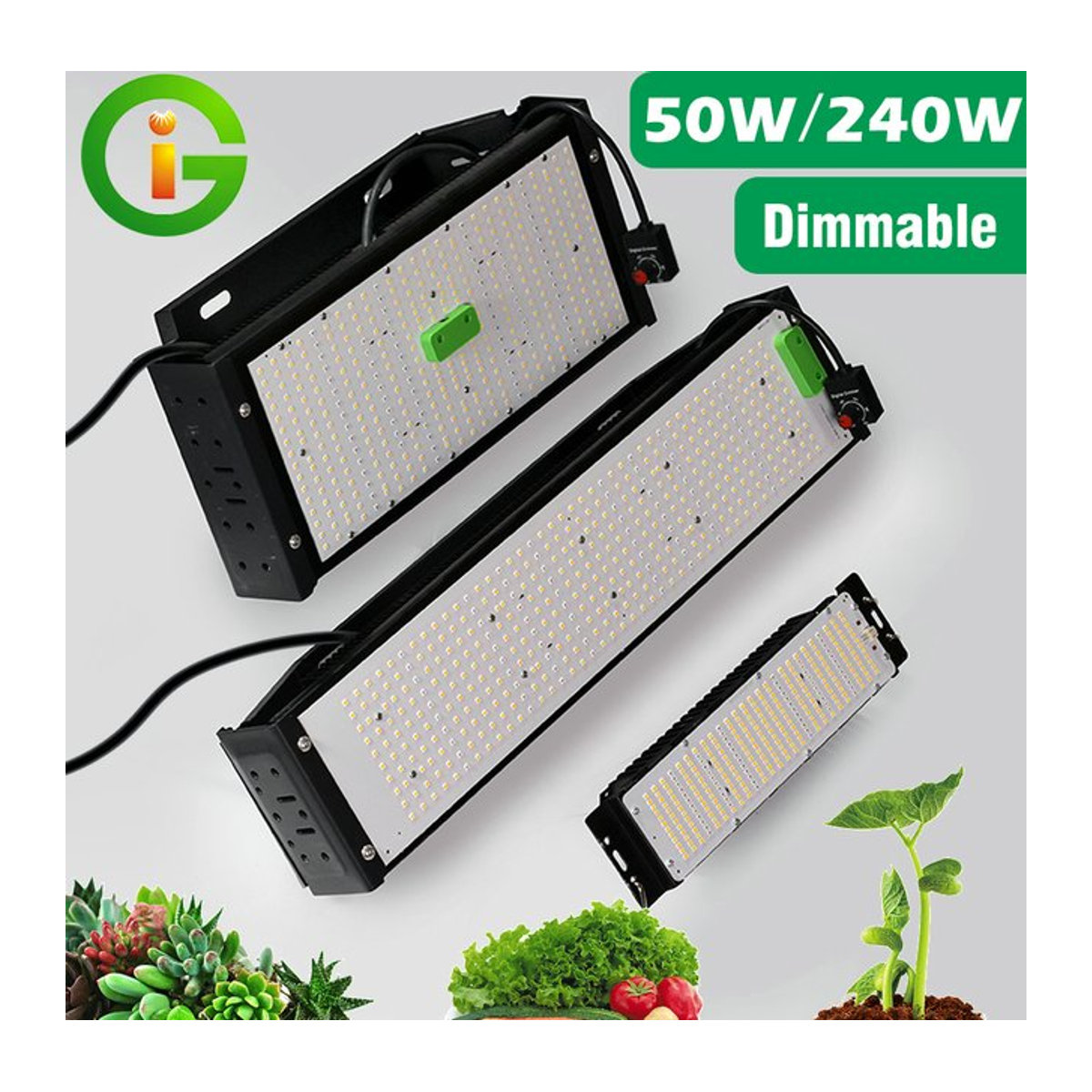 TRANYTON Intelligente LED-Pflanzenlampe mit Vollspektrum-Licht, 50 W bis 240 W, inklusive Dimmschalter und Haken für Blumen und Pflanzen - Bild 1