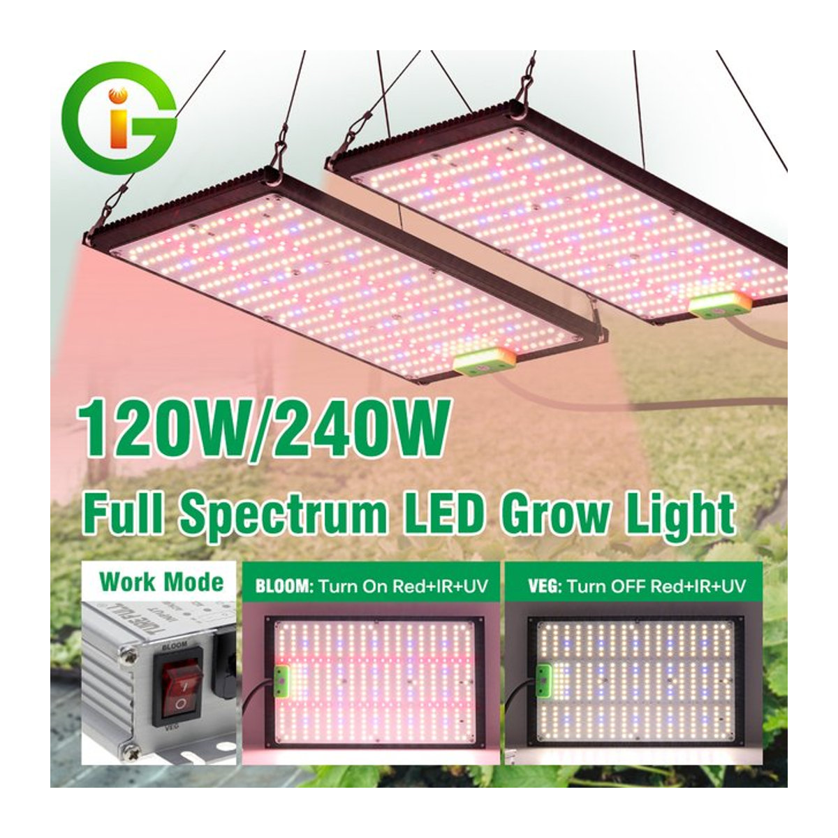TRANYTON LED-Wachstumslicht mit LM301H Chips, dimmbares Vollspektrum-Pflanzenlicht für Wachstumszelte und Gewächshäuser - Bild 1