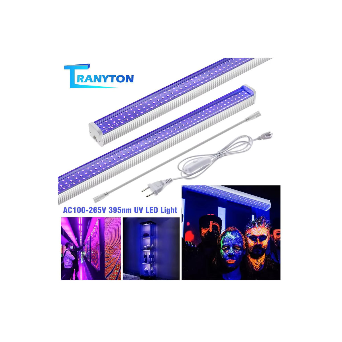 TRANYTON UV Schwarzlicht LED Rohr Lampe 395nm UVA mit Stecker, Farbe: Schwarz - Bild 6
