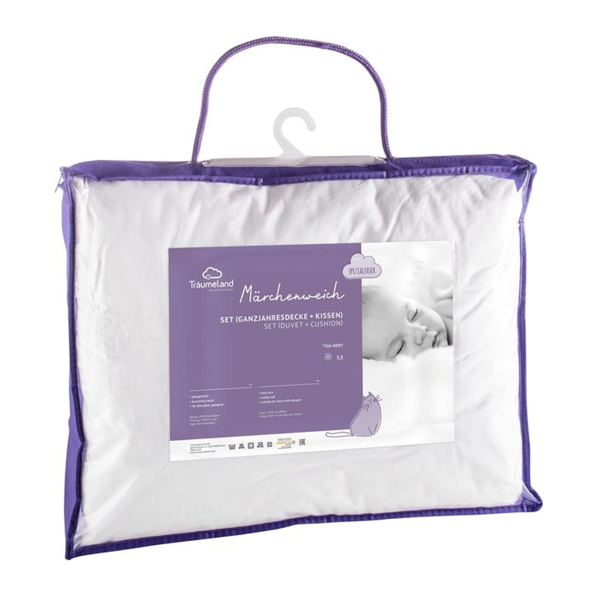 Träumeland 2-tlg. Steppbett-Set Märchenweich mit Kissen 40 x 60 cm und Bettdecke 100 x 135 cm, 5.5 TOG - Bild 1