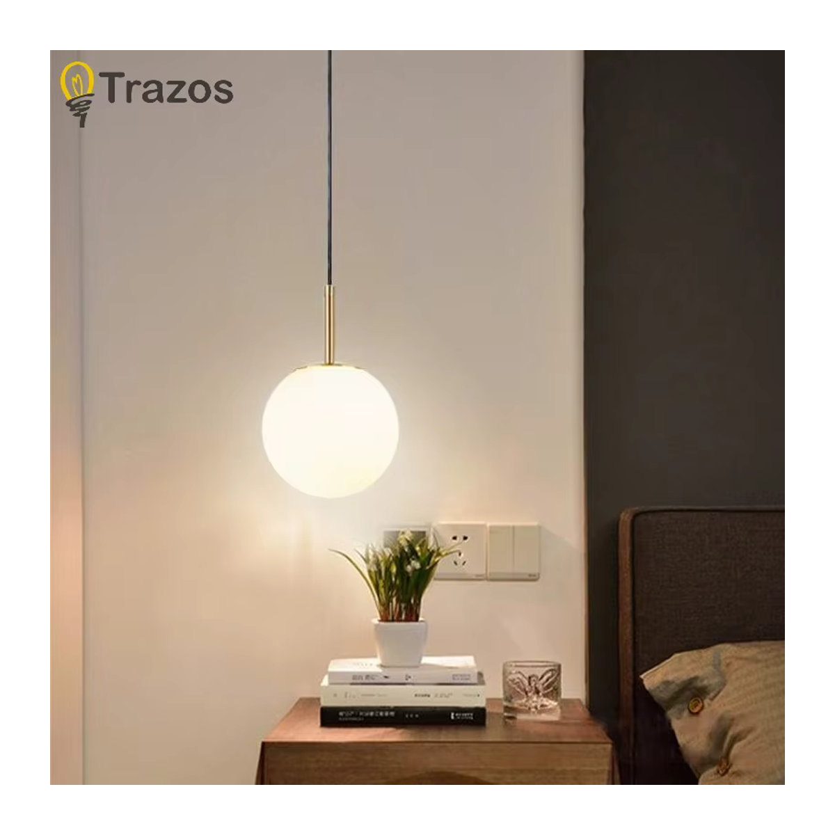 TRAZOS Kronleuchter im skandinavischen Design aus Kunststoff, Gold und Weiß - Bild 2