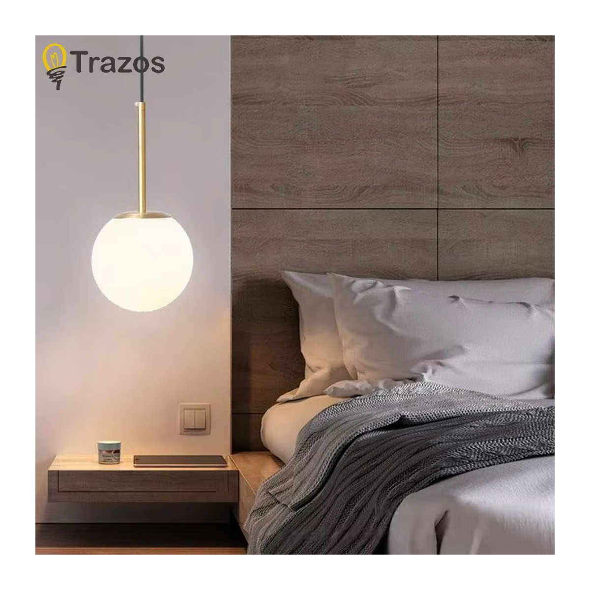 TRAZOS Kronleuchter im skandinavischen Design aus Kunststoff, Gold und Weiß - Bild 3