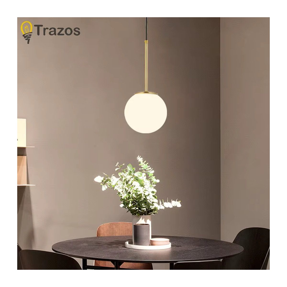 TRAZOS Kronleuchter im skandinavischen Design aus Kunststoff, Gold und Weiß - Bild 5
