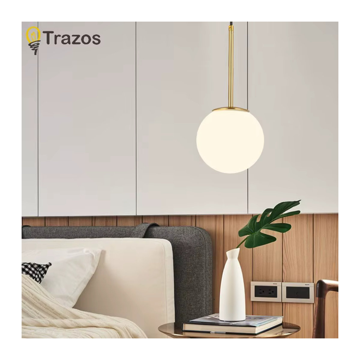 TRAZOS Kronleuchter im skandinavischen Design aus Kunststoff, Gold und Weiß - Bild 6