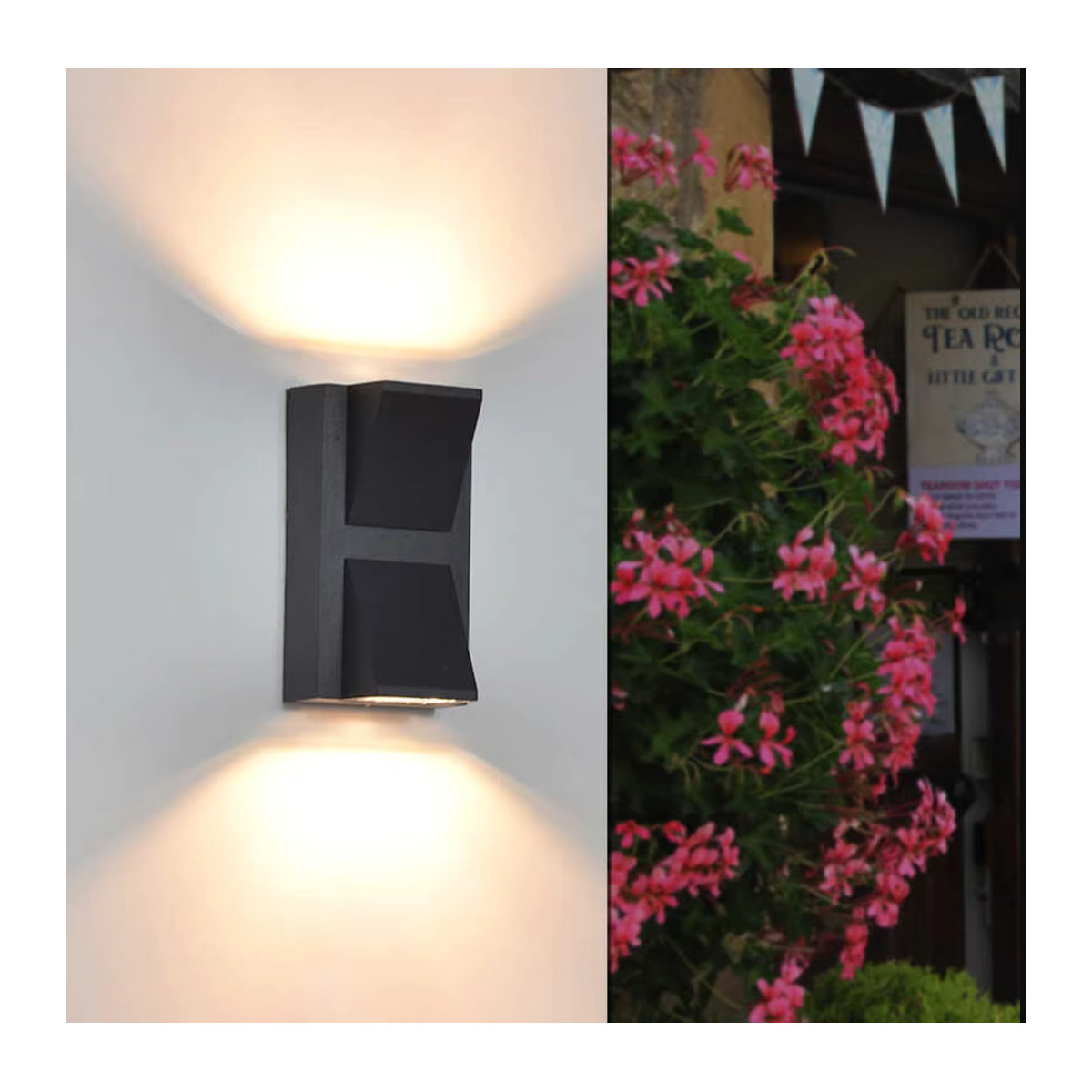 TRAZOS LED Außen-Wandleuchte aus Aluminium in Schwarz mit warmweißem Licht, wasserdicht nach IP65, modernes Design für Garten und Balkon - Bild 2