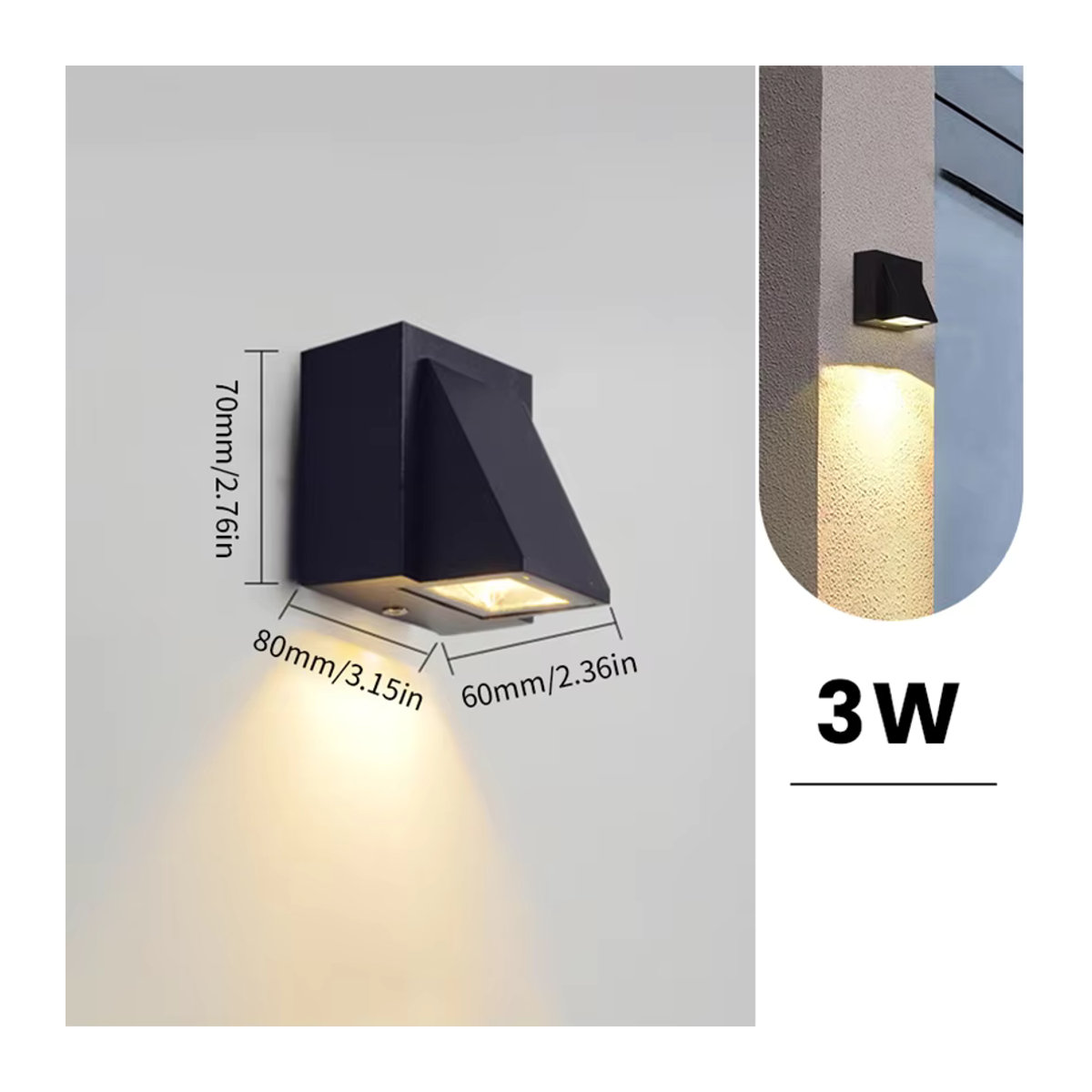 TRAZOS LED Außen-Wandleuchte aus Aluminium in Schwarz mit warmweißem Licht, wasserdicht nach IP65, modernes Design für Garten und Balkon - Bild 6