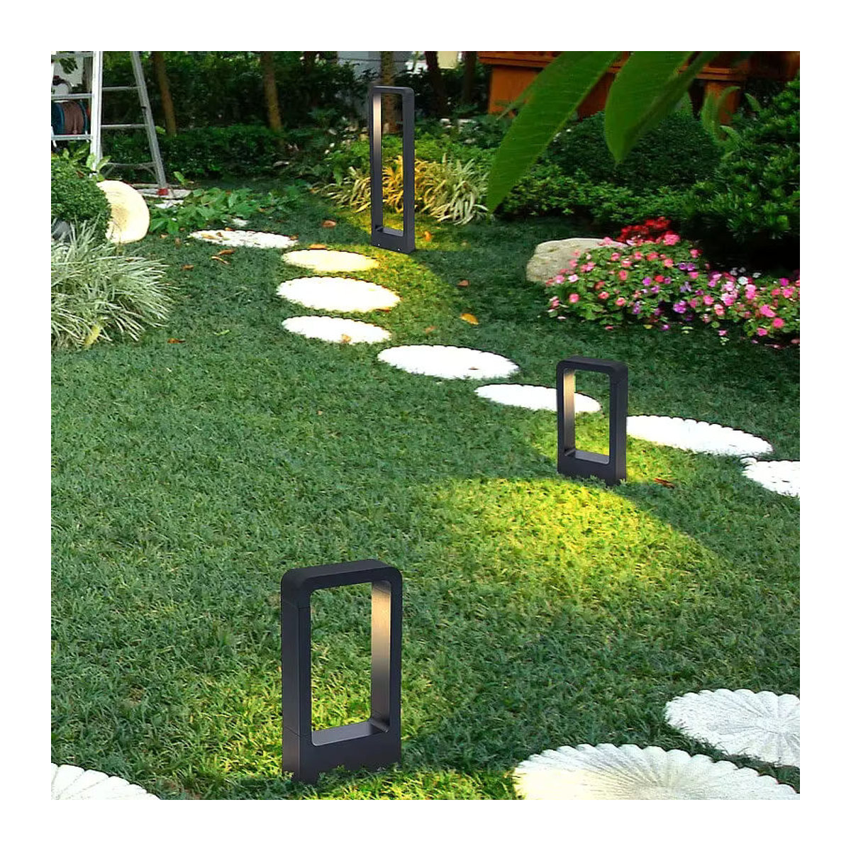 TRAZOS LED Außenstrahler aus Aluminium in Schwarz mit warmweißem Licht, IP54 Outdoor Gartenlampe 6W, Höhe: 80 cm - Bild 4