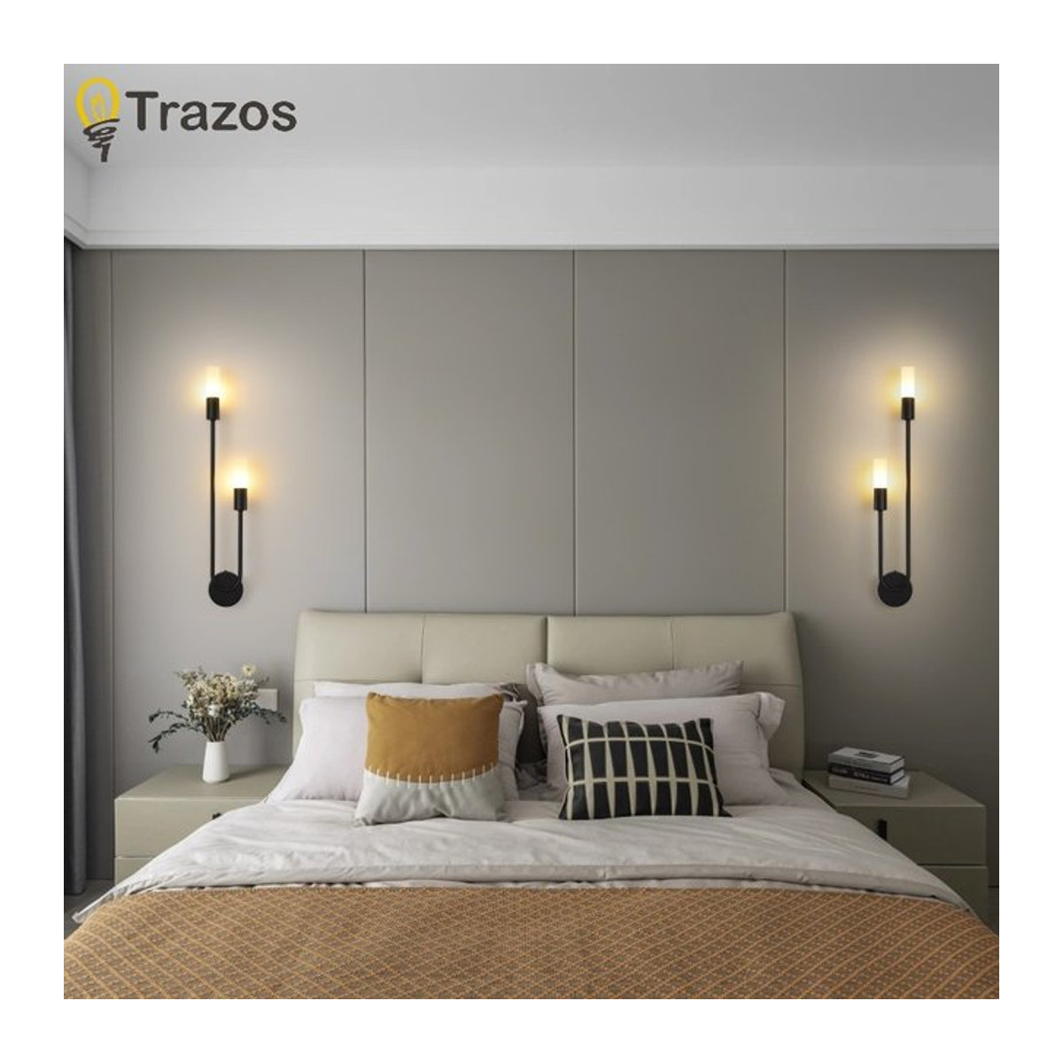 TRAZOS LED Wandlampe im skandinavischen Design aus Metall in Gold und Schwarz - Bild 1