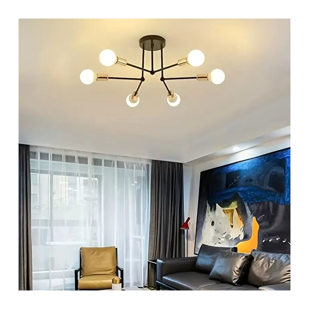 TRAZOS Moderne LED Deckenlampe im Industrial Design aus Metall in Schwarz/Gold - Bild 1