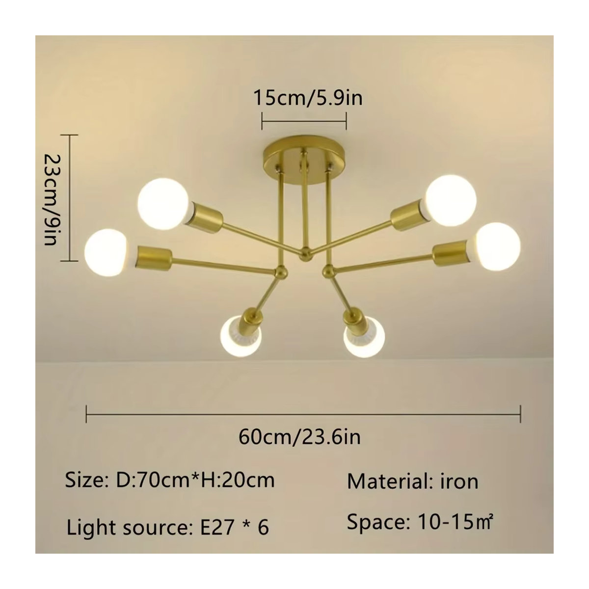 TRAZOS Moderne LED Deckenlampe im Industrial Design aus Metall in Schwarz/Gold - Bild 2