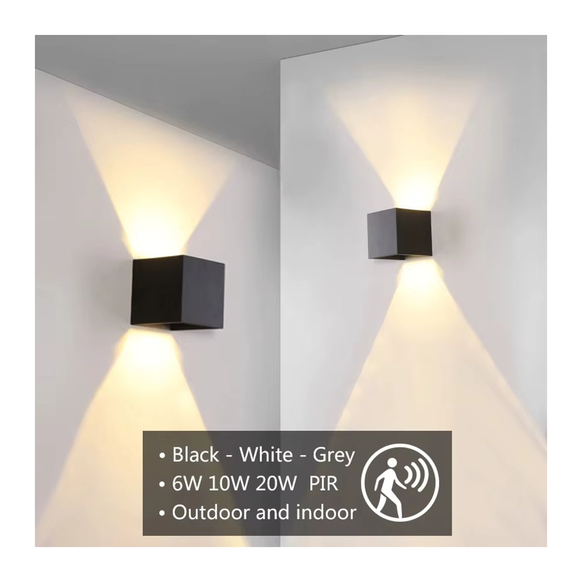 TRAZOS Wandleuchte mit Bewegungssensor aus Aluminium und Acryl in Schwarz, minimalistisches Design für Schlafzimmer, Küche und Flur - Bild 4