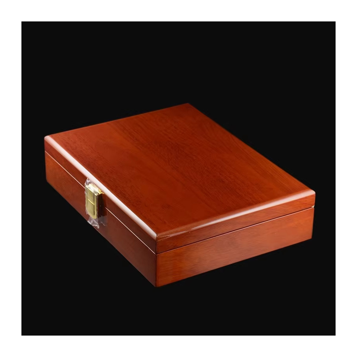 TREACHI Deluxe Schmuck-Aufbewahrungsbox aus braunem Klavierlack-Holz für Manschettenknöpfe, Ringe und Ohrstecker, B/T/H: 24 x 5,5 x 18 cm - Bild 3