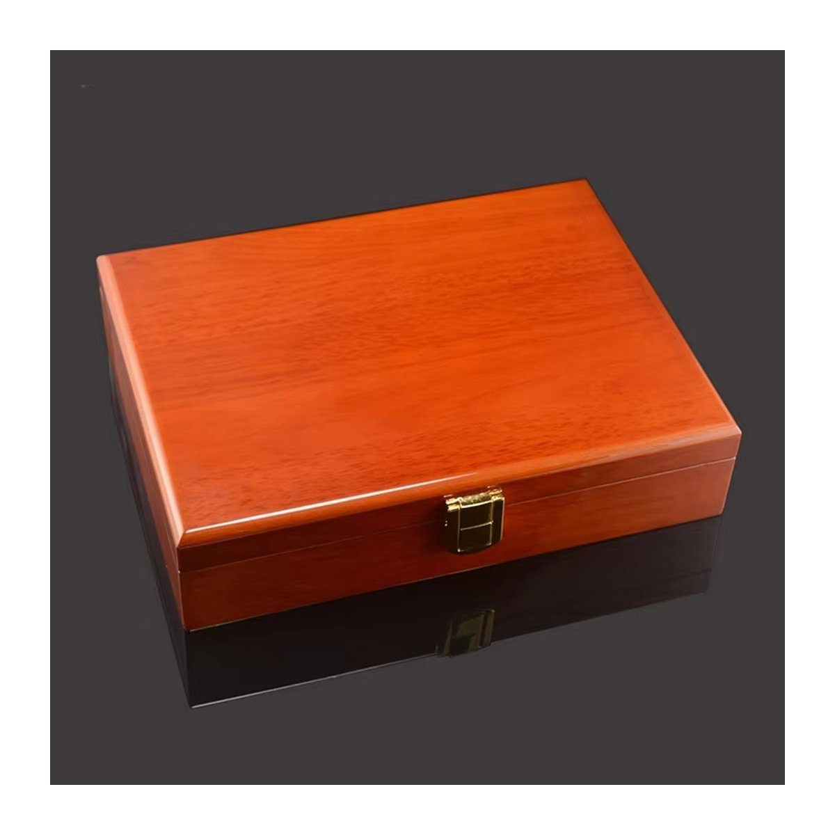 TREACHI Deluxe Schmuck-Aufbewahrungsbox aus braunem Klavierlack-Holz für Manschettenknöpfe, Ringe und Ohrstecker, B/T/H: 24 x 5,5 x 18 cm - Bild 4