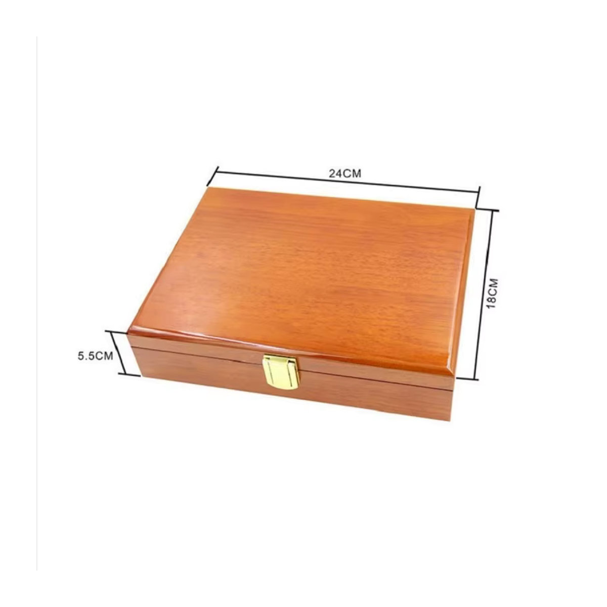 TREACHI Deluxe Schmuck-Aufbewahrungsbox aus braunem Klavierlack-Holz für Manschettenknöpfe, Ringe und Ohrstecker, B/T/H: 24 x 5,5 x 18 cm - Bild 5