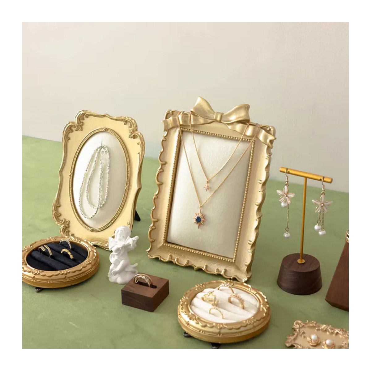 TREACHI Retro Schmuck Display Rack aus Metall in Schwarz und Gold für Ohrringe, Ringe und Halsketten - Bild 2