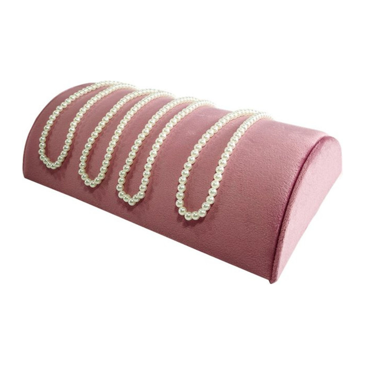 TREACHI Schmuckdisplay aus Samt in Rosa als Halbkreis-Organizer für Halsketten, Armbänder und Anhänger - Bild 1