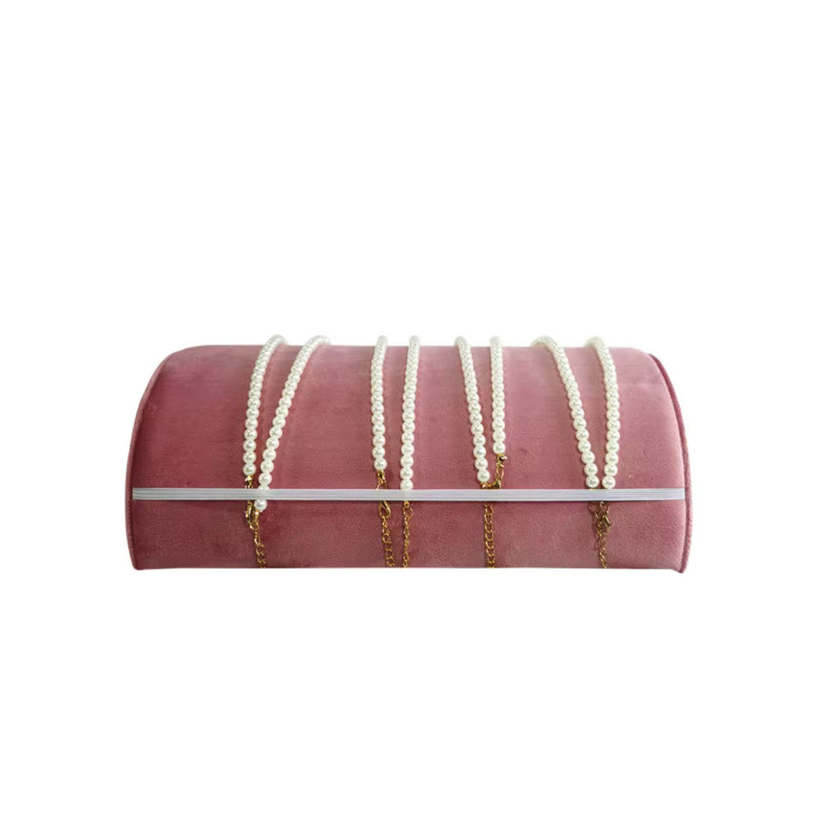 TREACHI Schmuckdisplay aus Samt in Rosa als Halbkreis-Organizer für Halsketten, Armbänder und Anhänger - Bild 2
