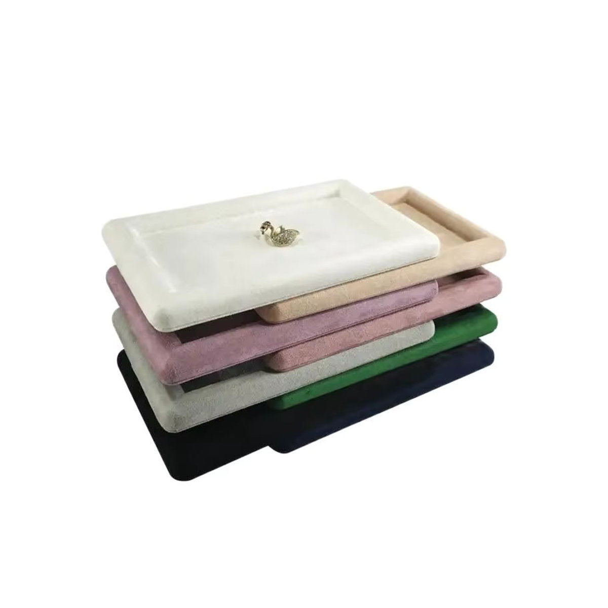 TREACHI Schmucktablett Organizer aus Textil in Schwarz und Mehrfarbig für Ringe, Halsketten, Brillen und Uhren - Bild 5