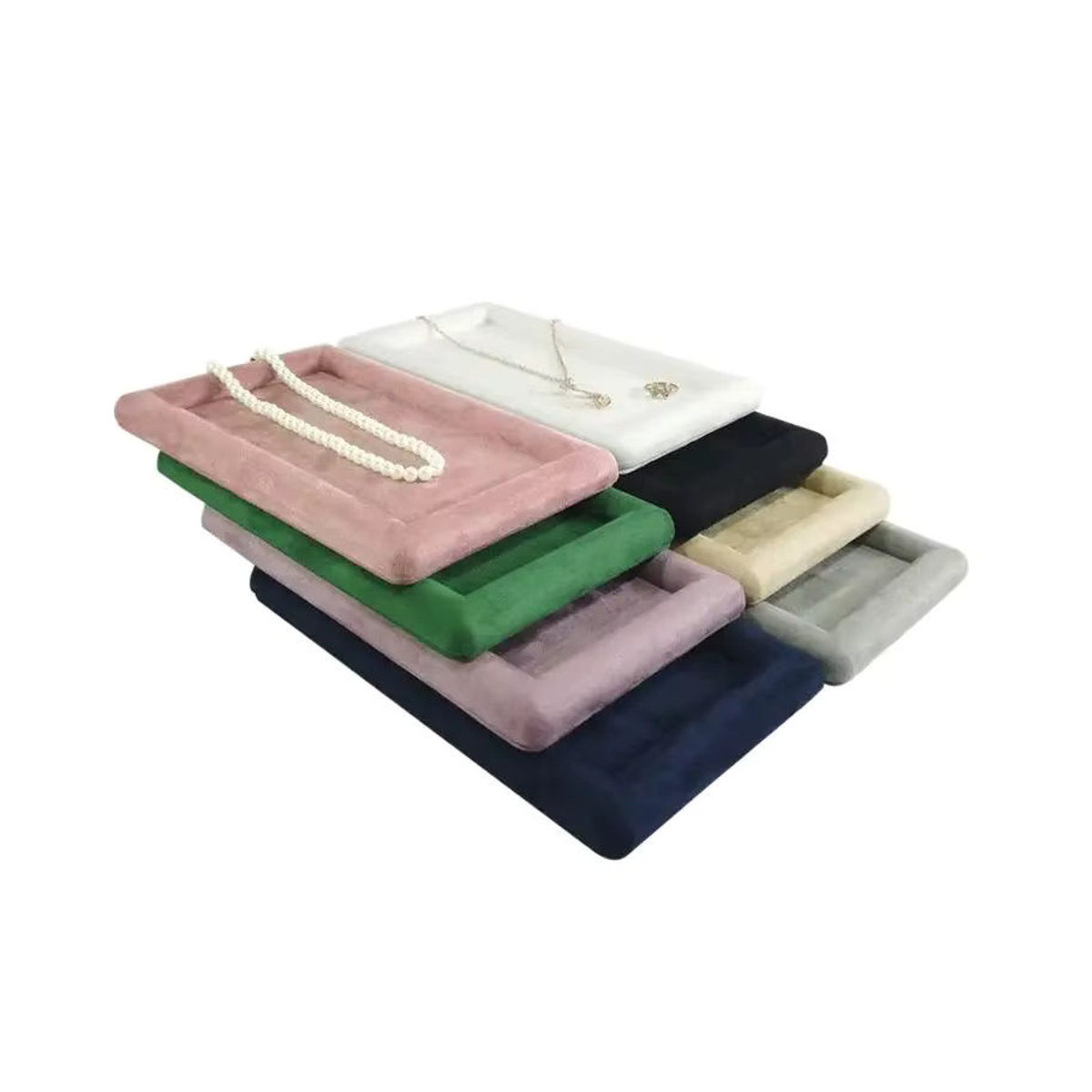TREACHI Schmucktablett Organizer aus Textil in Schwarz und Mehrfarbig für Ringe, Halsketten, Brillen und Uhren - Bild 6