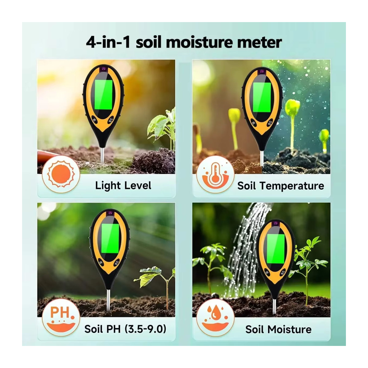 Treasure Hunter 4-in-1 Boden-PH-Messgerät zur Messung von pH-Wert, Licht und Feuchtigkeit als Bodentester für deine Pflanzen und Blumen - Bild 4