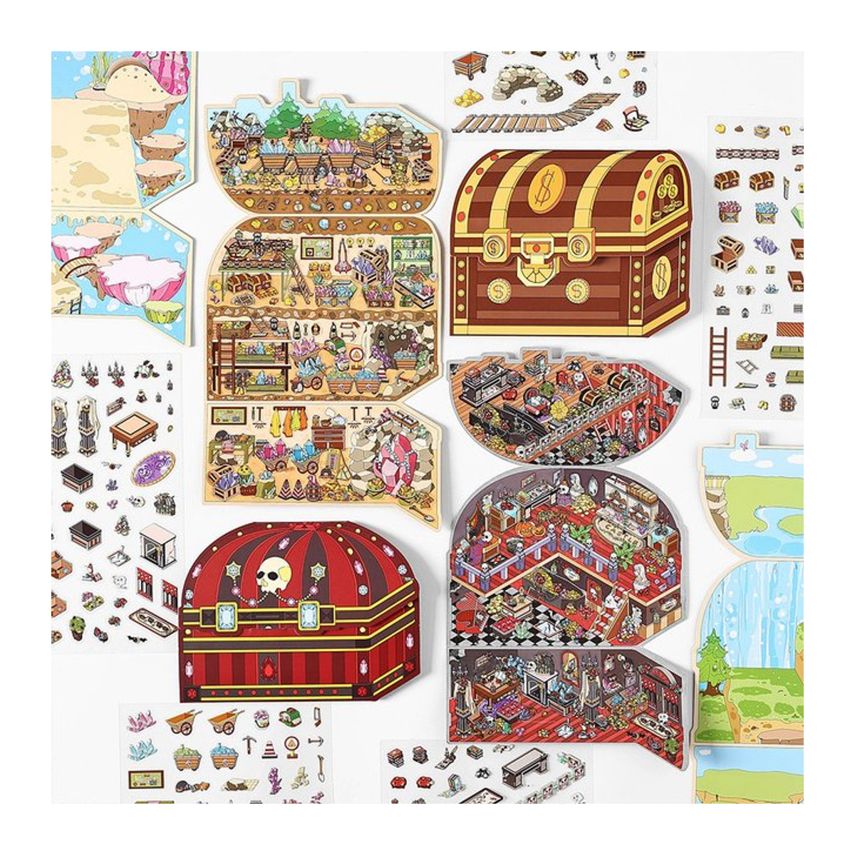 Treasure3D Cabin Scene Aufkleber Landschaft DIY Pocket Cabin Scene Set für Kinder, mehrfarbig - Bild 1