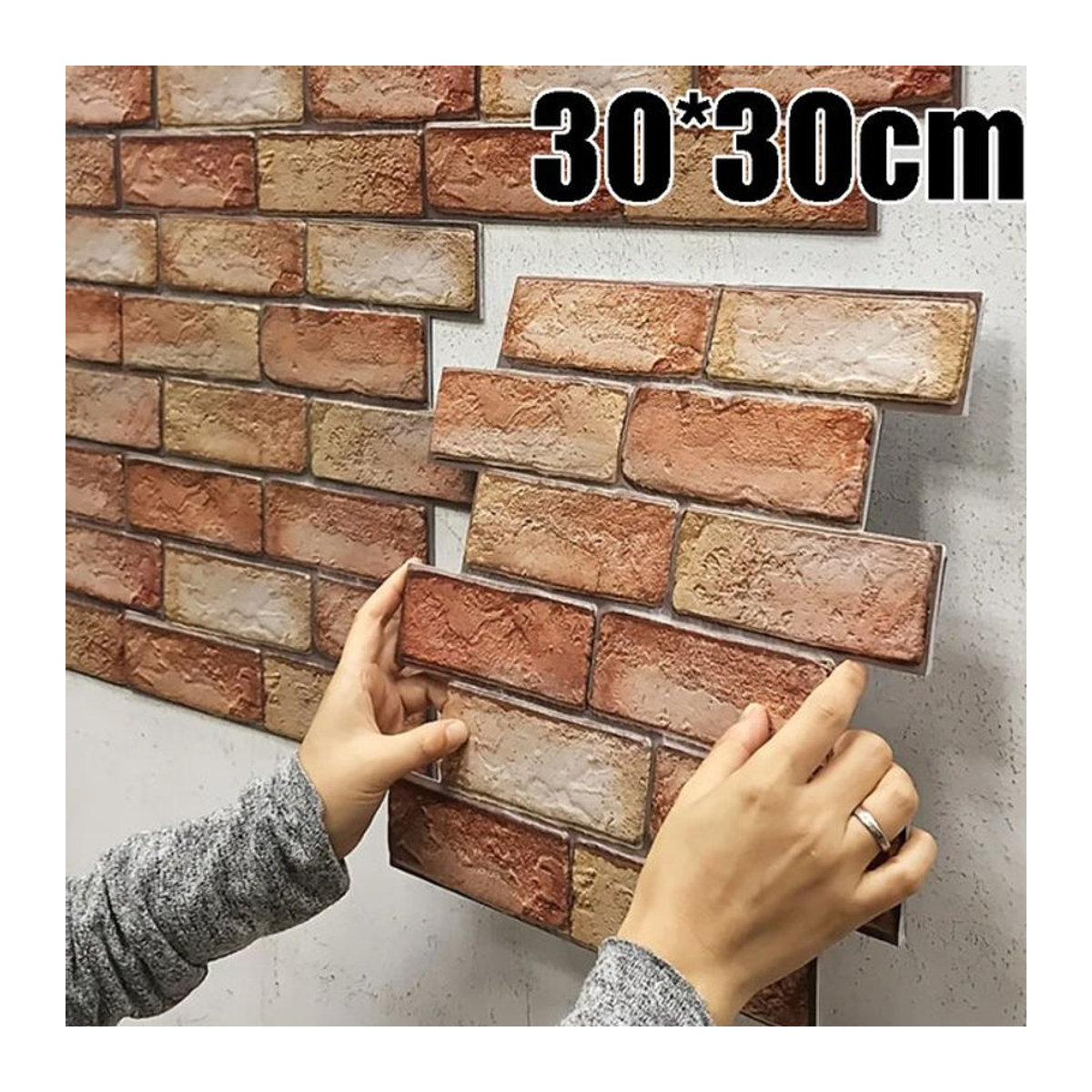 Trebalena 3D-Ziegelwandpaneele in Braun im Vintage-Stil, wasserdicht und selbstklebend, Geometrisches Design, Rechteckig - Bild 1