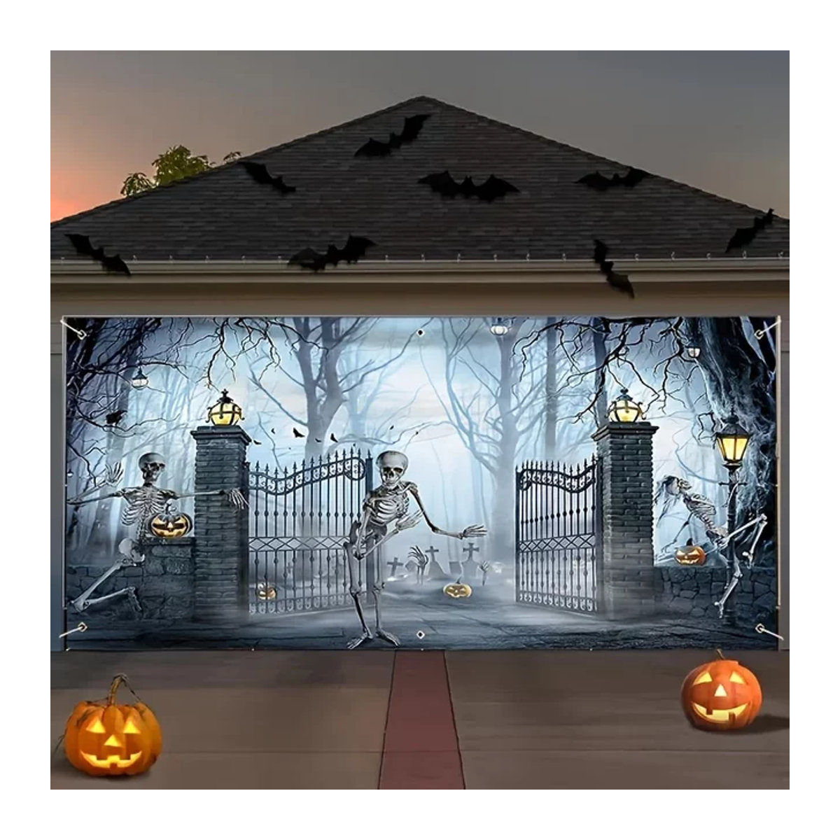 Trebalena Halloween Garagentor Banner Gruselige Außen Dekoration aus Textil in Schwarz und Mehrfarbig B: 180 cm, H: 125 cm - Bild 1