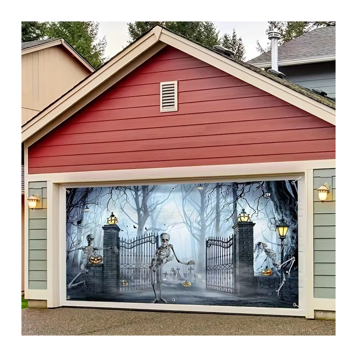 Trebalena Halloween Garagentor Banner Gruselige Außen Dekoration aus Textil in Schwarz und Mehrfarbig B: 180 cm, H: 125 cm - Bild 2