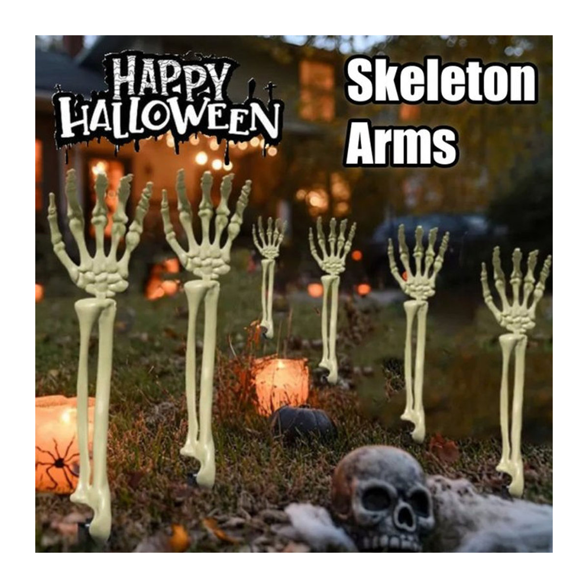 Trebalena Halloween Skelett-Hände aus Kunststoff in Weiß als gruselige Dekoration für den Außenbereich - Bild 1