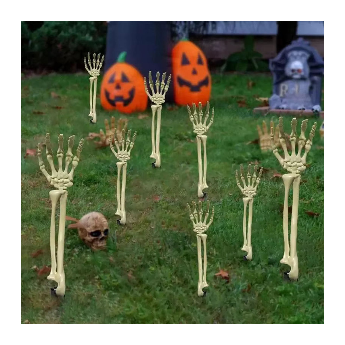 Trebalena Halloween Skelett-Hände aus Kunststoff in Weiß als gruselige Dekoration für den Außenbereich - Bild 2