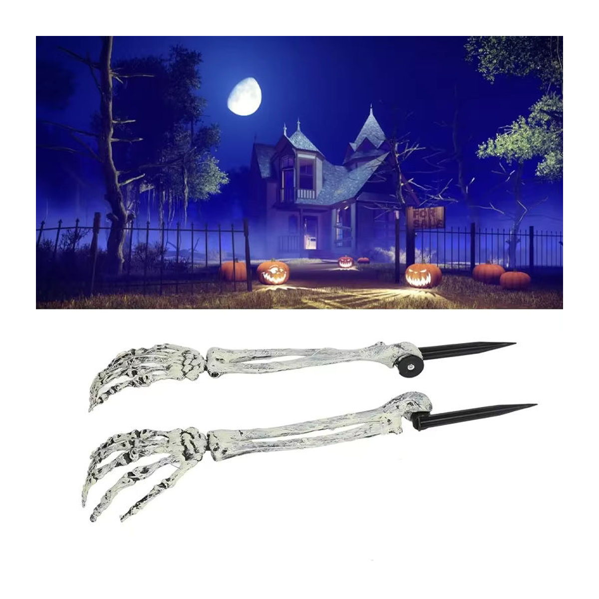 Trebalena Halloween Skelett-Hände aus Kunststoff in Weiß als gruselige Dekoration für den Außenbereich - Bild 3