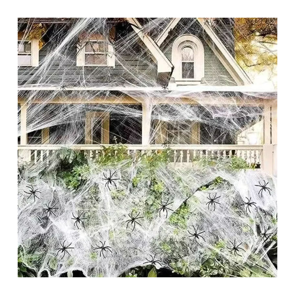 Trebalena Halloween Spinnennetz Dekoration mit Spinnen aus Kunststoff in Mehrfarbig, Lila und Weiß - Bild 3