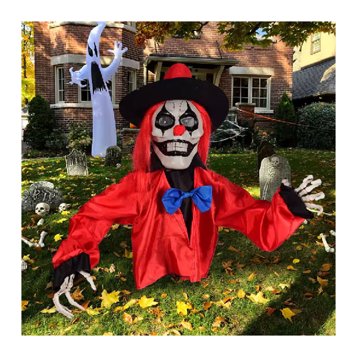Trebalena Leuchtender Clown-Geist als Halloween-Rasenpfahl in Rot und Bunt für deine Outdoor-Dekoration - Bild 3
