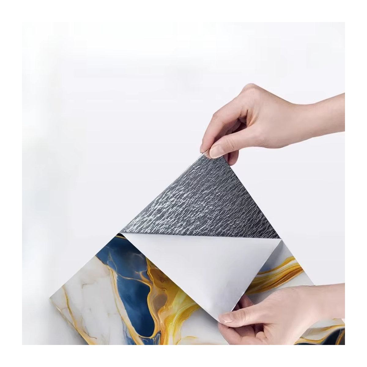 Trebalena Selbstklebende 3D Wandaufkleber im Marmor-Design mit Gold-Effekt, Weiß, Quadratisch - Bild 3