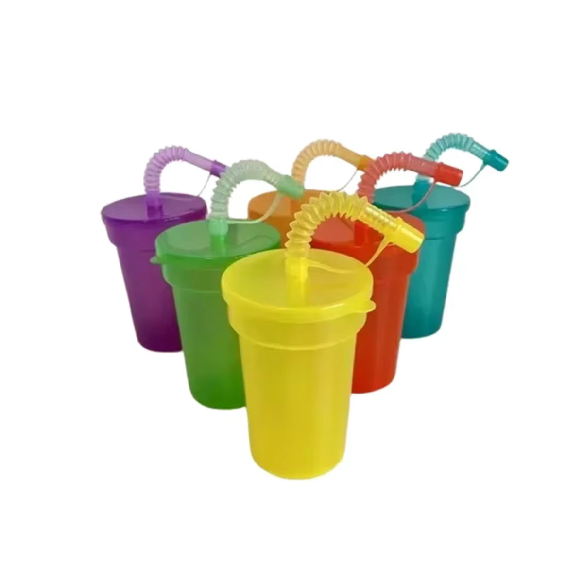 Trebalena Siphon-Strohbecher Set aus Kunststoff mit auslaufsicherem Deckel, bunt, für Kinder und Reisen - Bild 6