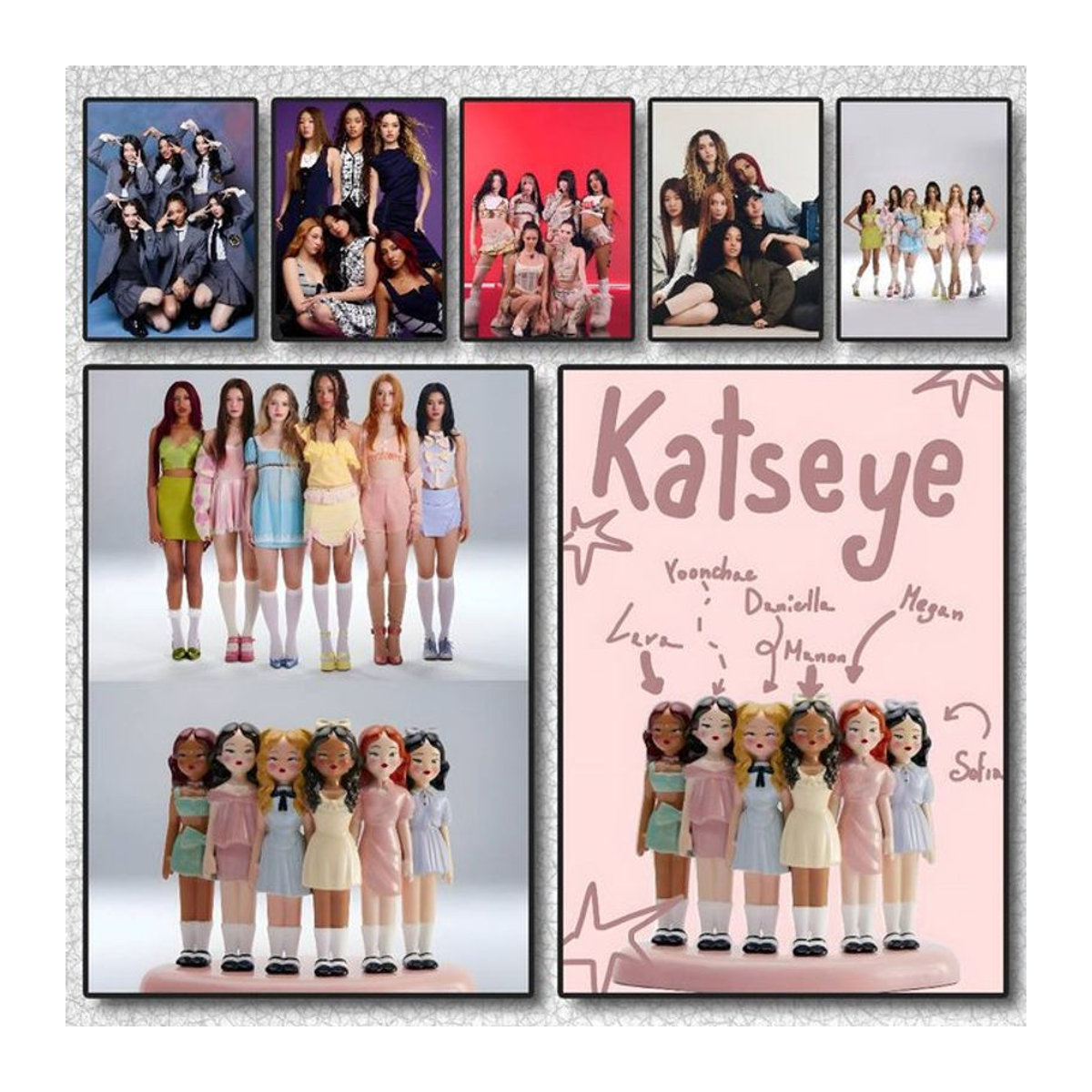 Trendy Group K-Katseye Poster, selbstklebende und wasserfeste Wanddekoration aus Papier, mehrfarbig, rechteckig - Bild 1