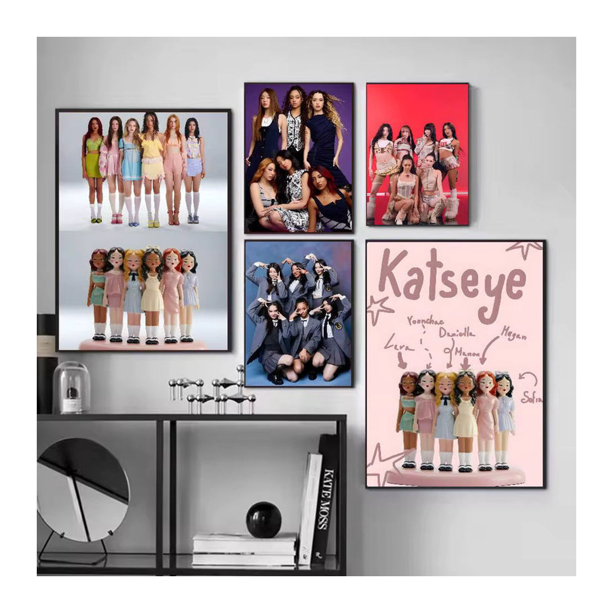 Trendy Group K-Katseye Poster, selbstklebende und wasserfeste Wanddekoration aus Papier, mehrfarbig, rechteckig - Bild 4