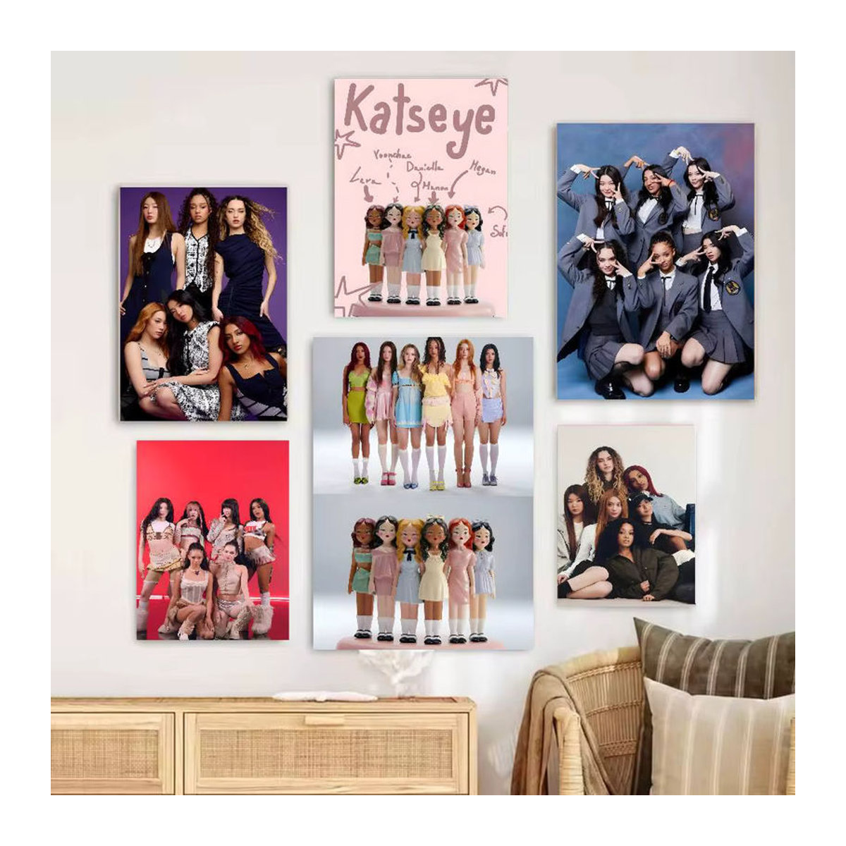 Trendy Group K-Katseye Poster, selbstklebende und wasserfeste Wanddekoration aus Papier, mehrfarbig, rechteckig - Bild 5