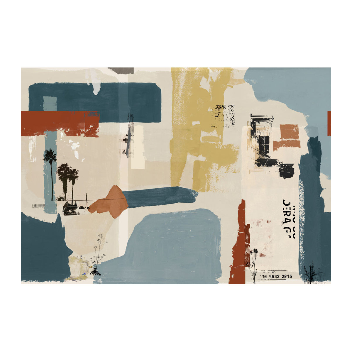 Tres Tintas Wandbild Demolition - Sky: Abstraktes und geometrisches Motiv in Blau und Mehrfarbig auf Papier im Querformat - Bild 1