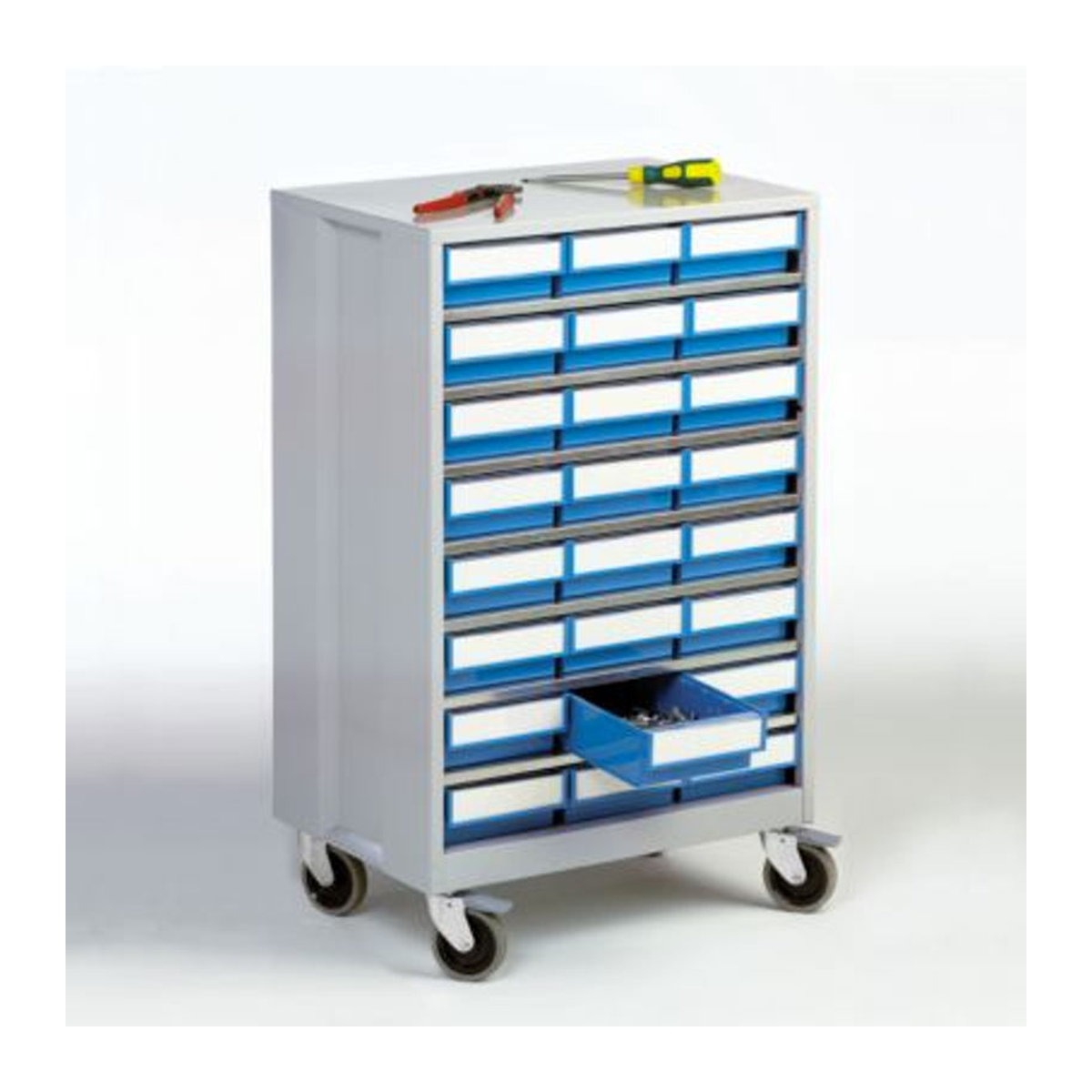Treston ESD Lagermagazin 2440-6 mit 24 Schubladen, Grau und Blau, B: 60,5 cm, H: 87 cm, T: 41 cm - Bild 3
