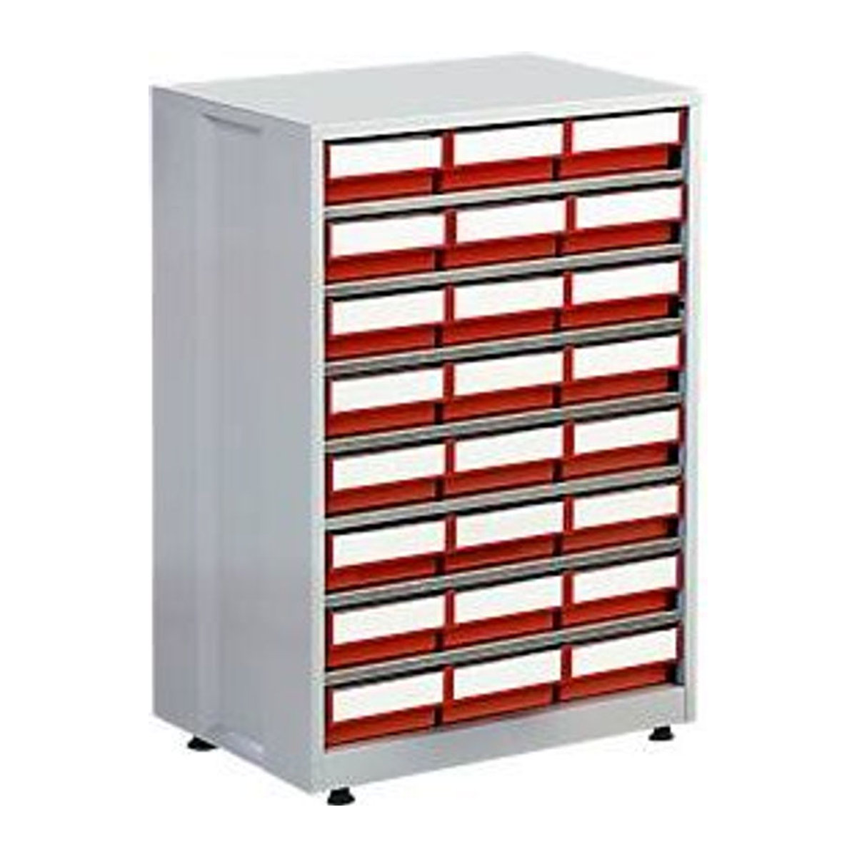 Treston Schubladenmagazin 2440 Gehäuse grau mit 24 roten Schubladen aus Metall und Polypropylen - Bild 1